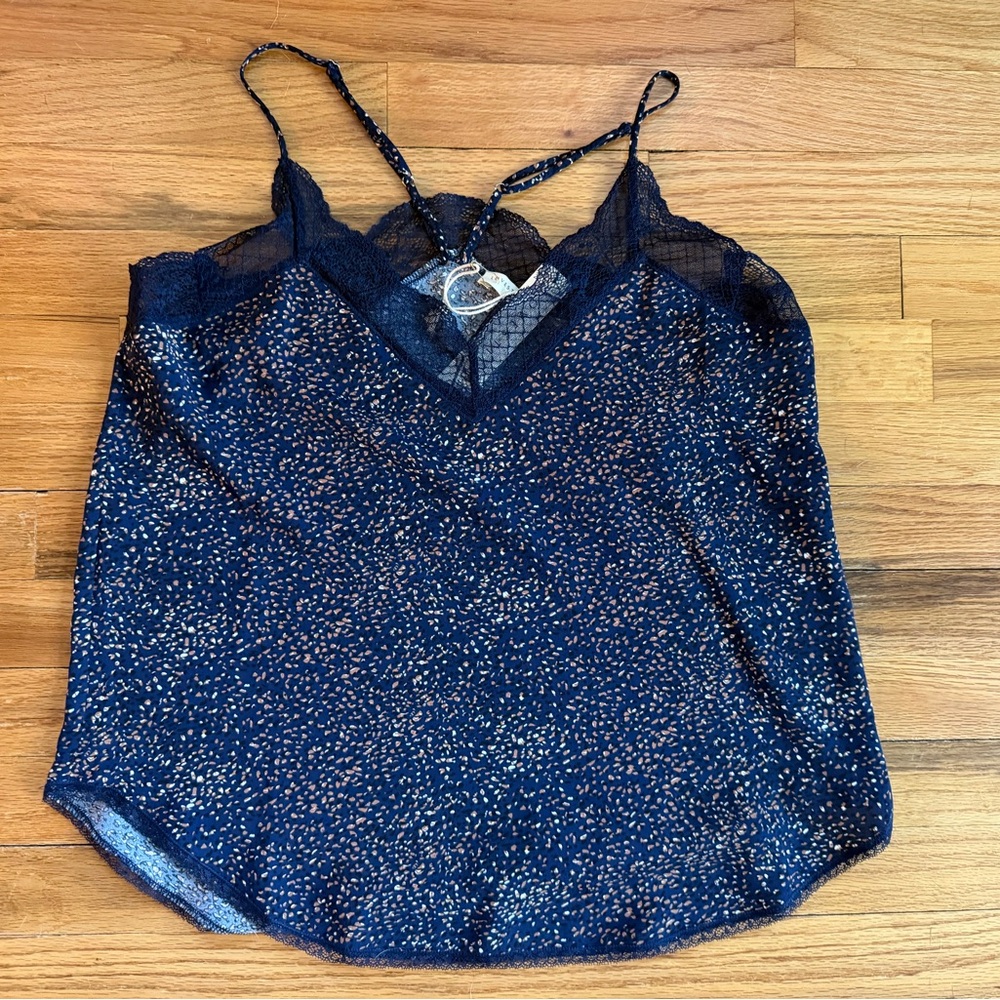 VICI Navy Lace-Trim Metallic Speckle Cami